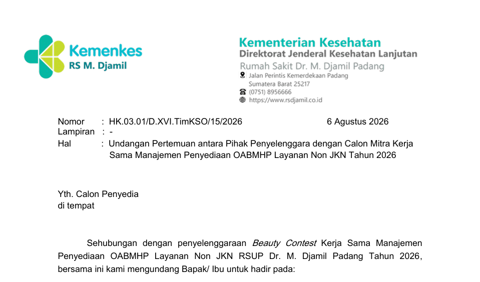 Pengumuman Undangan Pertemuan Beauty Contest OABMHP Layanan Non JKN Tahun 2026
